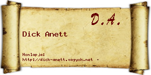 Dick Anett névjegykártya
